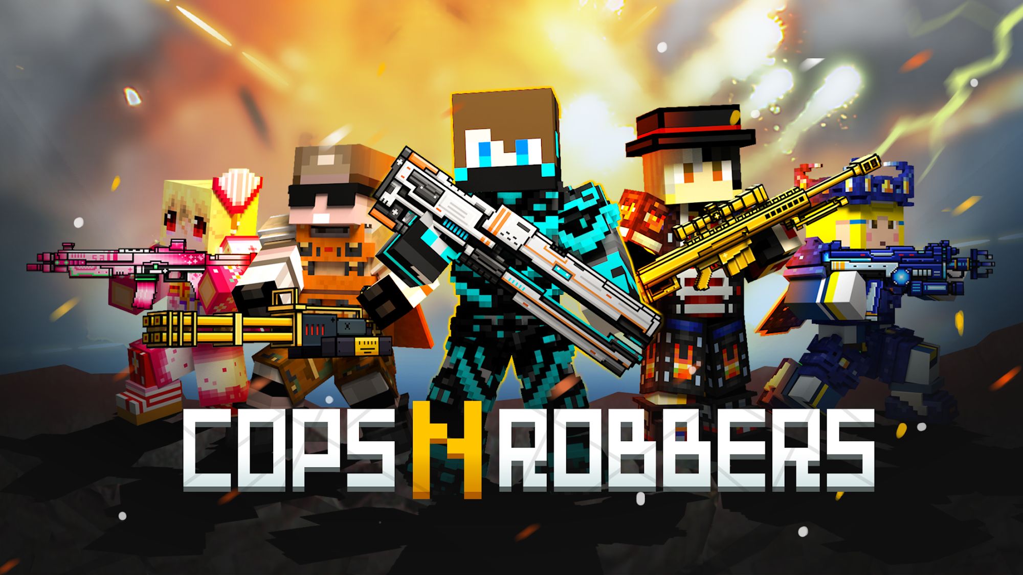 Download Cops N Robbers:Pixel Craft Gun für Android kostenlos.