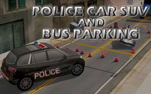 Park ein Polizeiauto und einen Bus ein