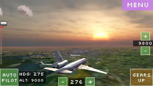 Simulator eines Flugs durch die Welt