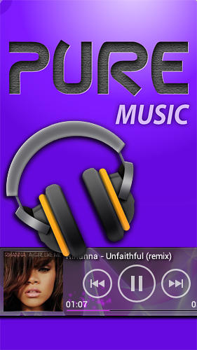 Kostenlos das Audio Player app Pure Musik Widget für Android Handys und Tablets herunterladen.