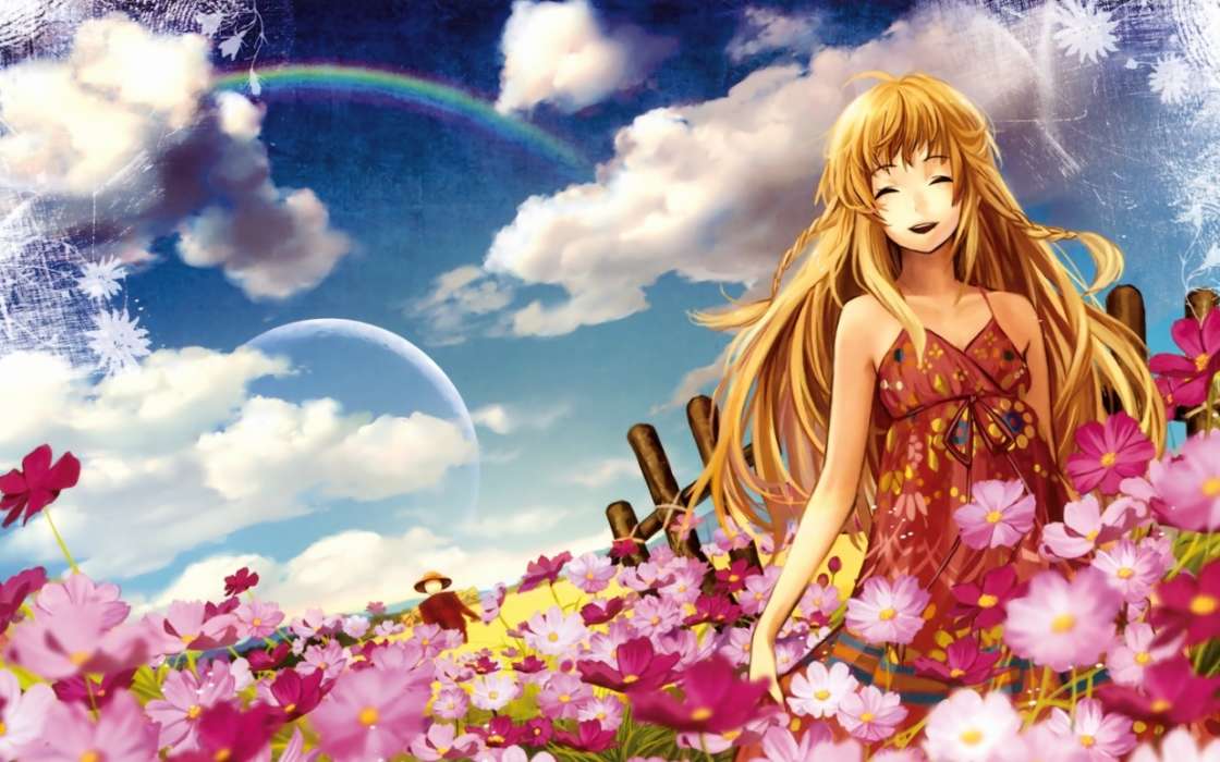 Anime,Blumen,Mädchen