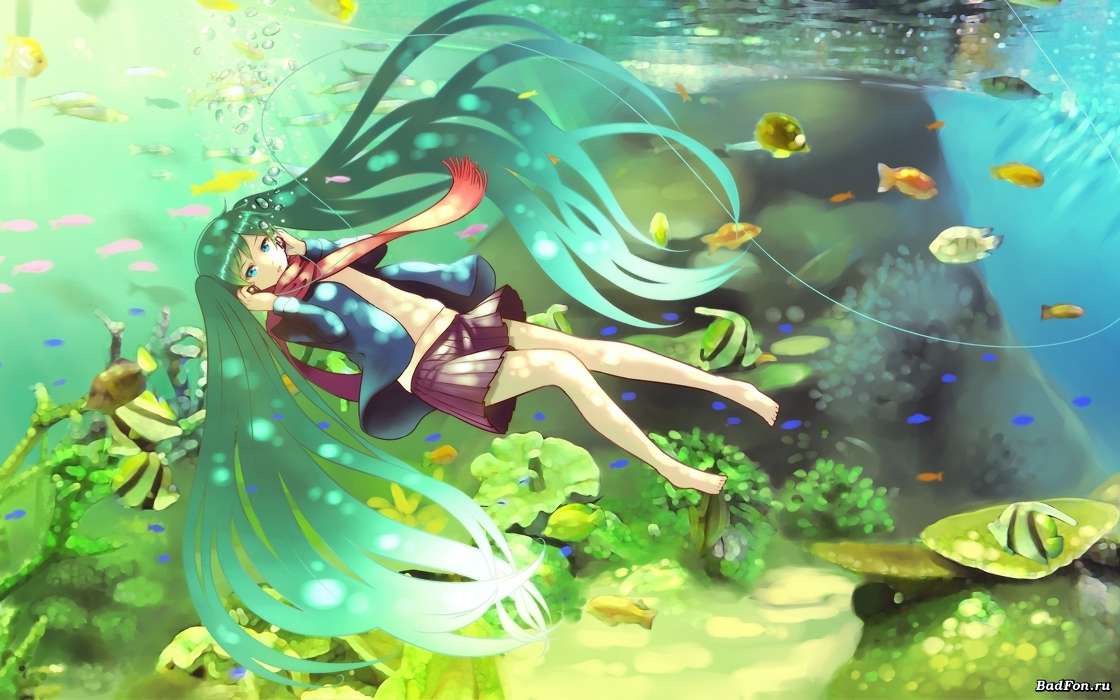 Fische,Vocaloids,Miku Hatsune,Anime,Mädchen,Sea