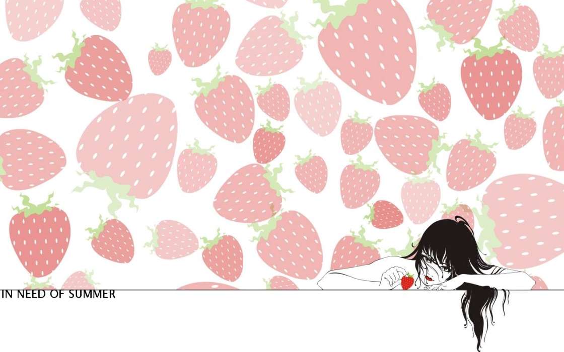 Anime,Mädchen,Erdbeere