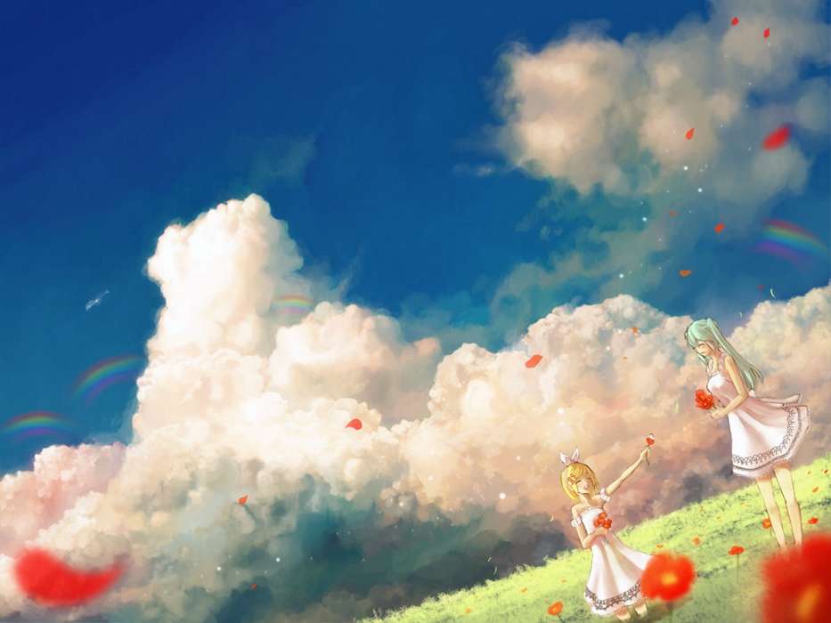 Mädchen,Sky,Clouds,Anime