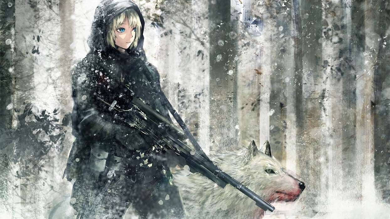 Anime,Winterreifen,Schnee,Waffe