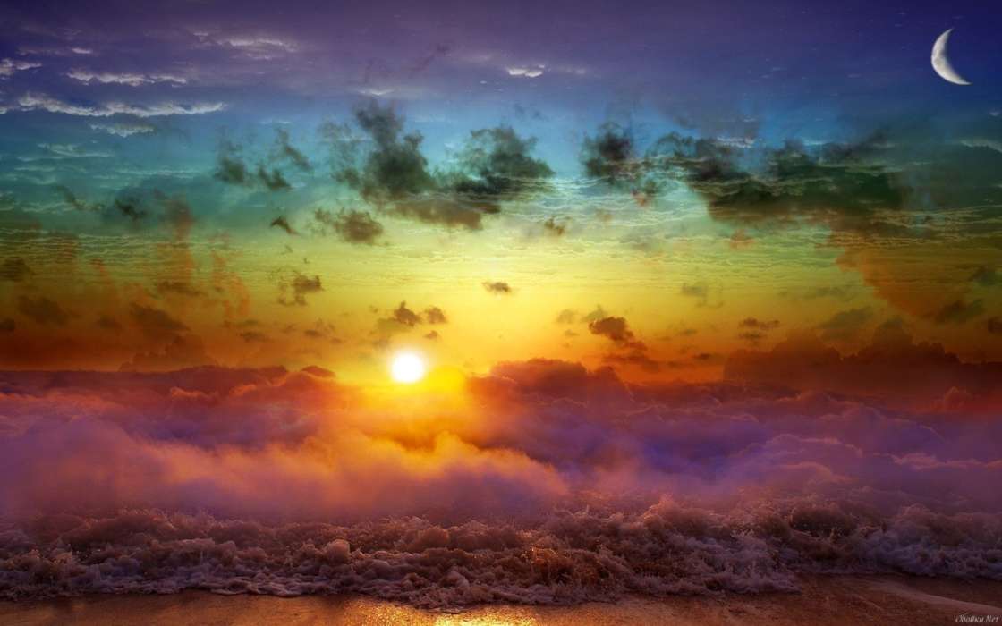 Landschaft,Sky,Sea,Fotokunst,Sun,Clouds,Regenbogen