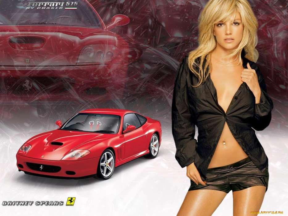 Musik,Transport,Auto,Menschen,Mädchen,Ferrari,Britney Spears