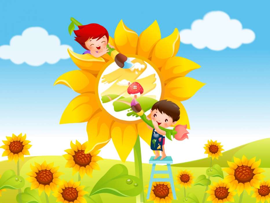 Blumen,Sonnenblumen,Kinder,Bilder