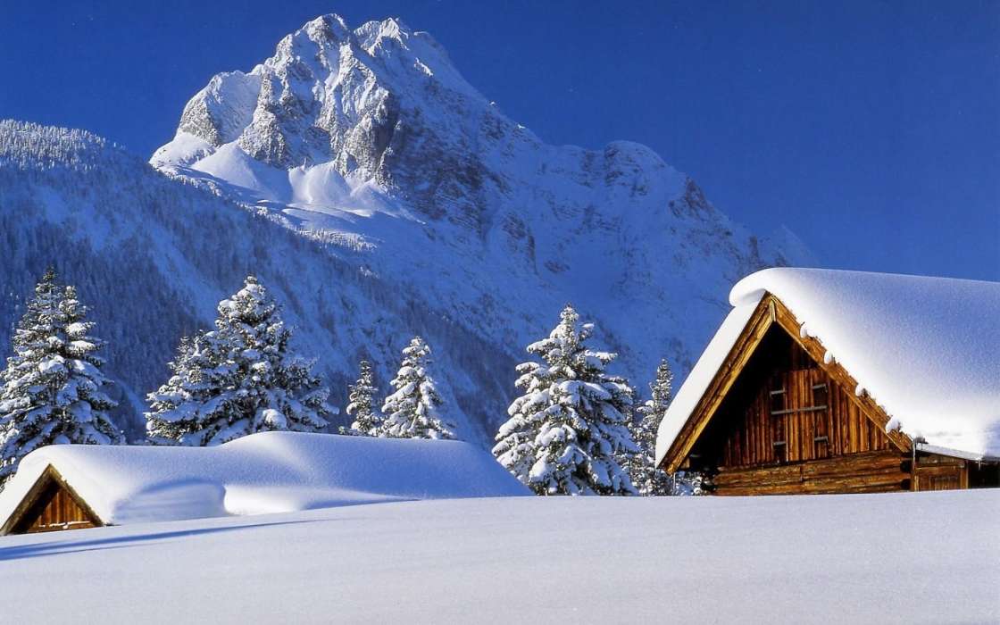Landschaft,Winterreifen,Häuser,Mountains,Schnee,Tannenbaum