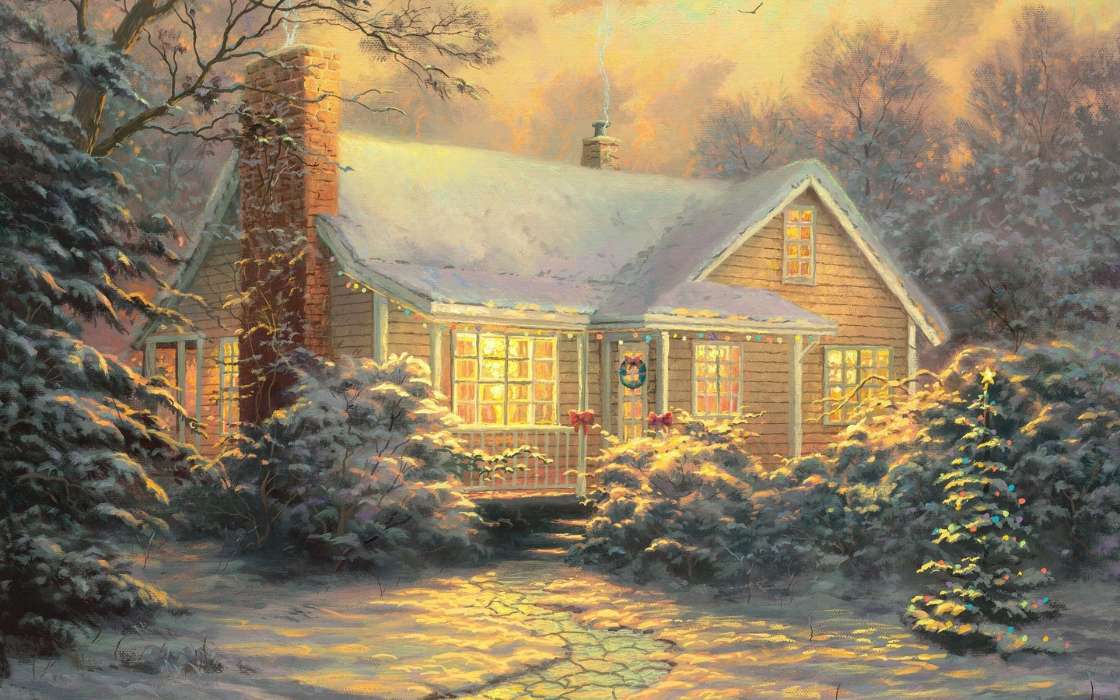 Landschaft,Winterreifen,Häuser,Neujahr,Weihnachten,Bilder