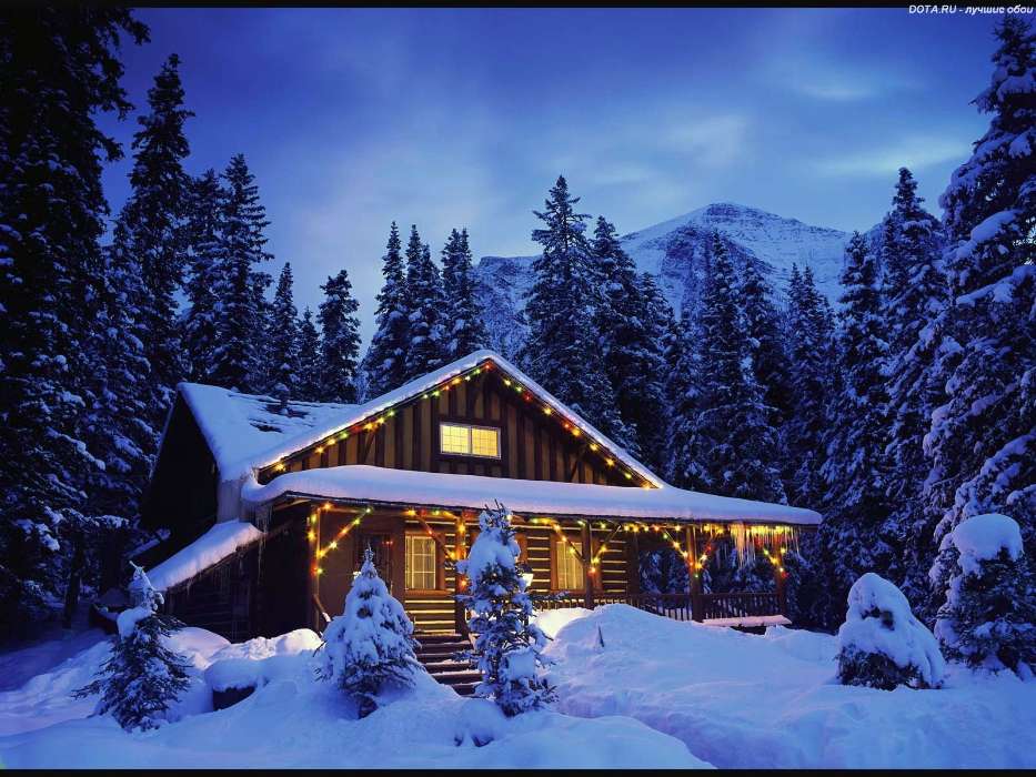 Landschaft,Winterreifen,Häuser,Neujahr,Weihnachten