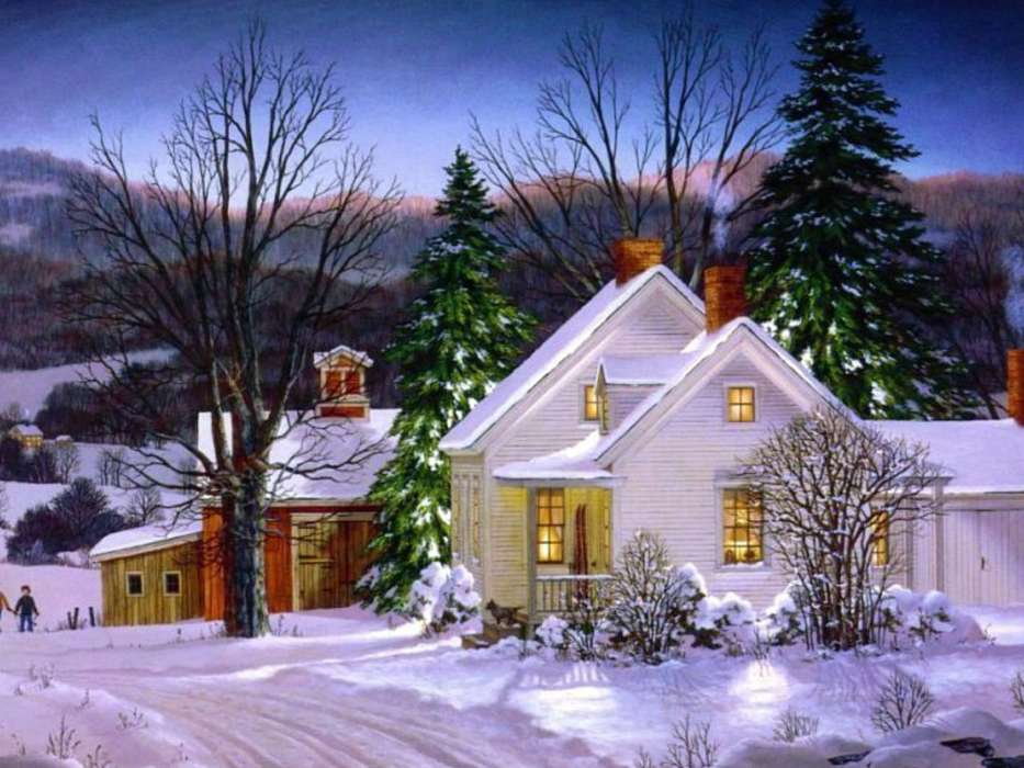 Häuser,Landschaft,Schnee,Winterreifen
