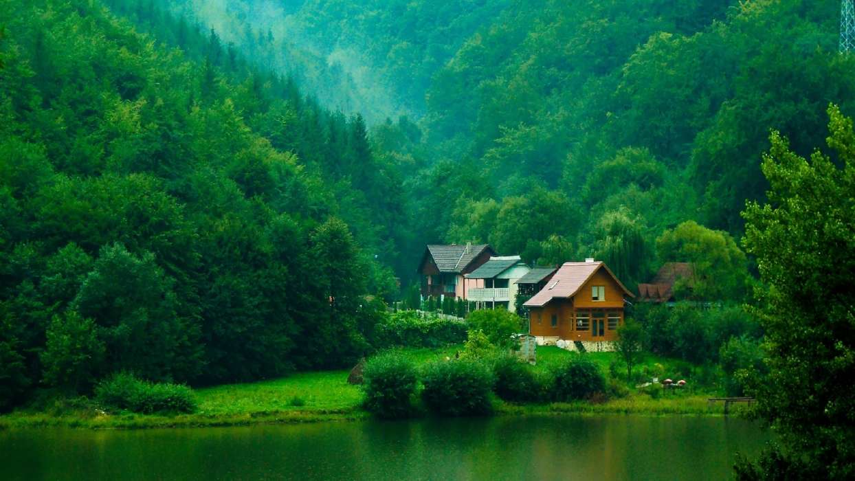 Landschaft,Wasser,Häuser