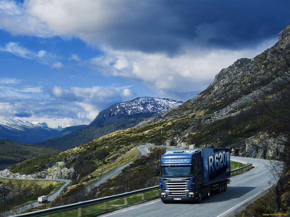 Transport,Landschaft,Sky,Roads,Clouds,Trucks