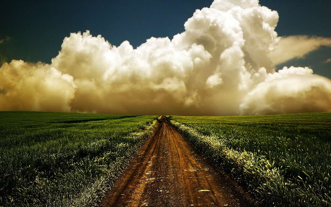 Landschaft,Felder,Sky,Roads,Clouds