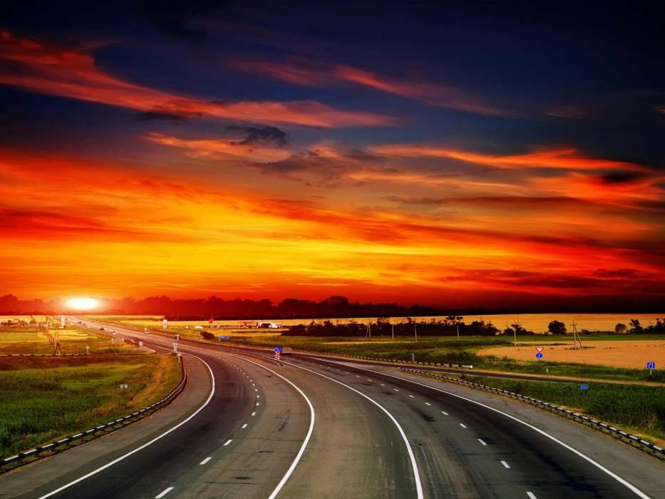 Roads,Landschaft,Sunset