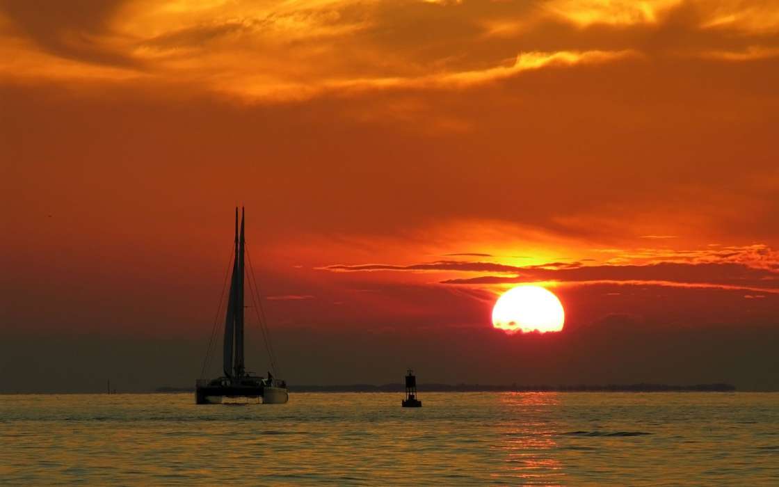 Yachts,Sea,Landschaft,Sunset