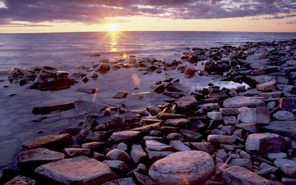 Landschaft,Sunset,Stones,Sea