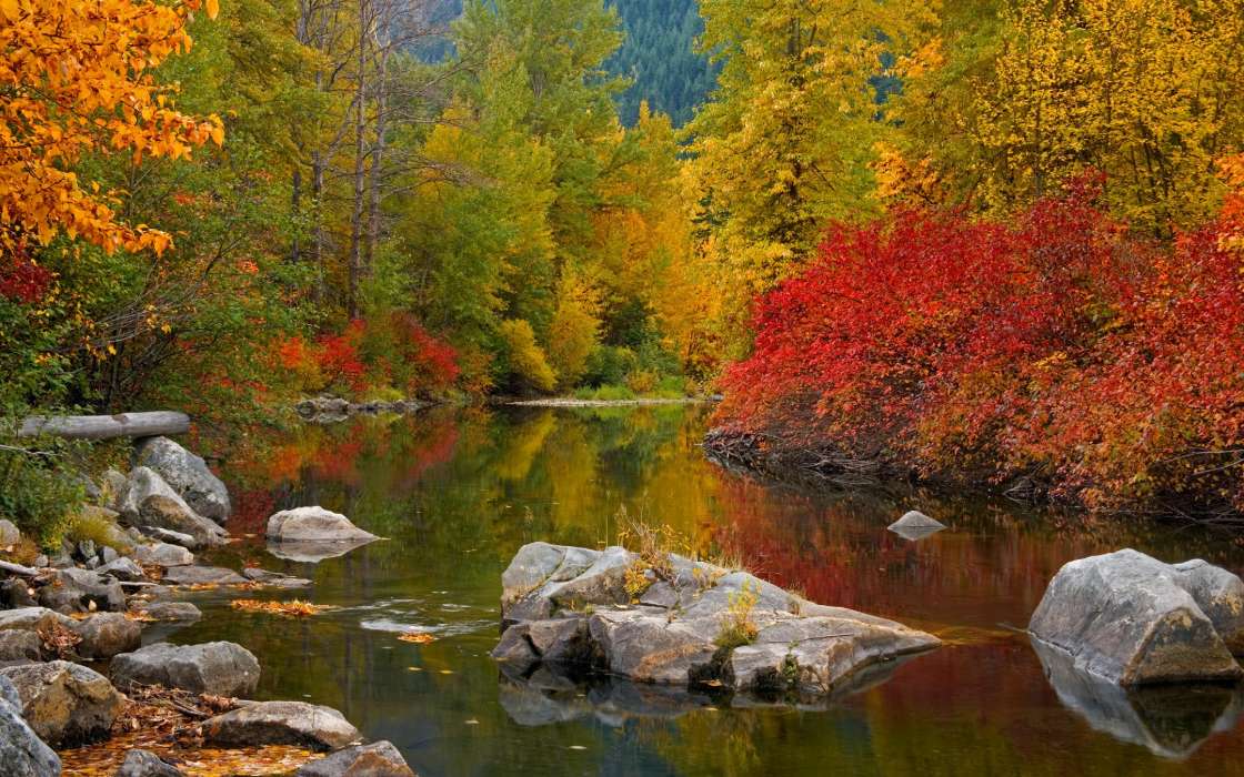Landschaft,Flüsse,Stones,Herbst