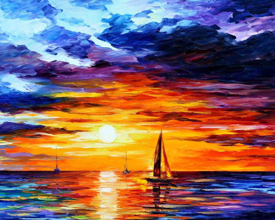 Landschaft,Sunset,Sky,Kunst,Sea,Malereien