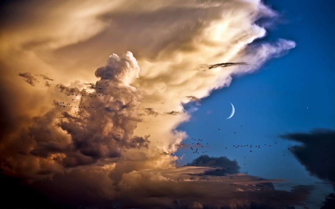 Landschaft,Sky,Clouds,Mond