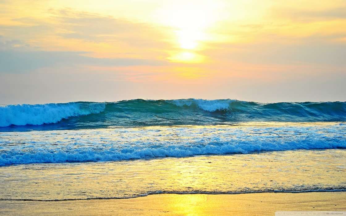 Landschaft,Sunset,Sea,Waves,Strand