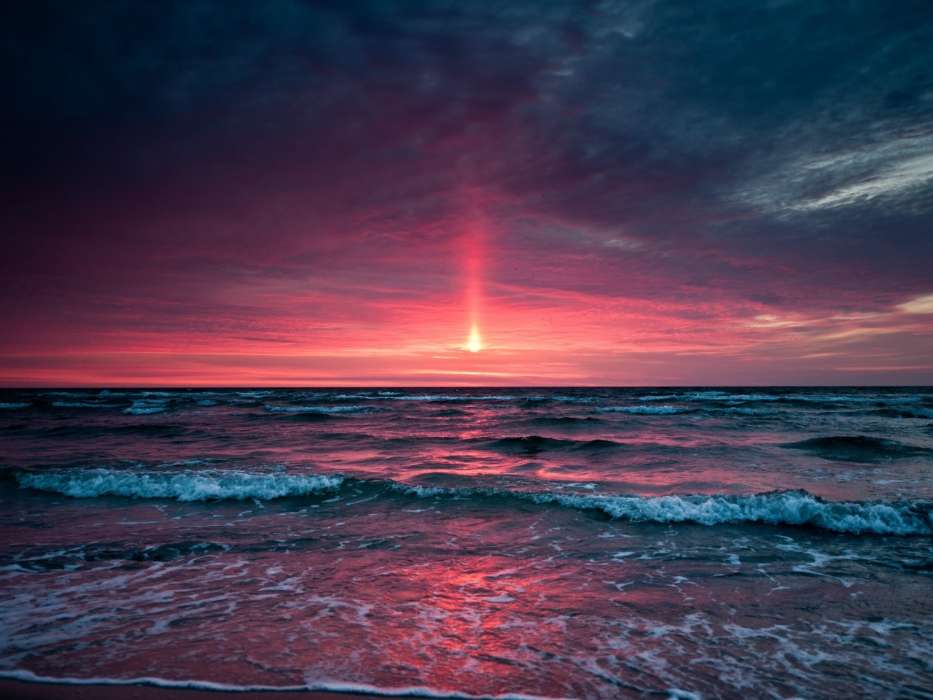 Sunset,Sea,Waves,Landschaft