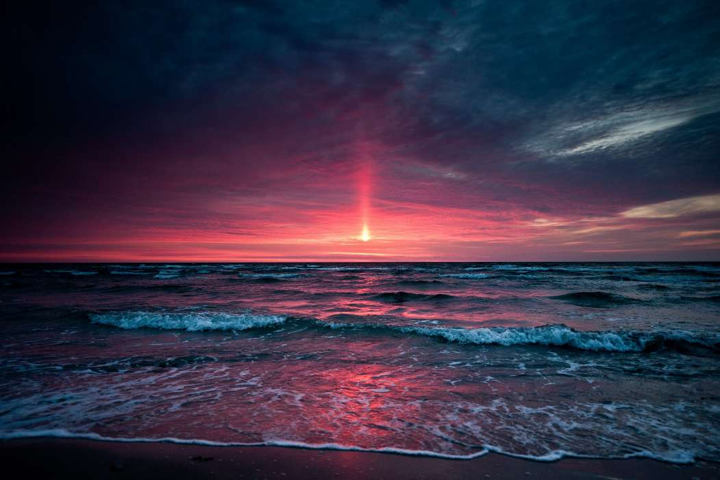 Sunset,Sea,Waves,Landschaft