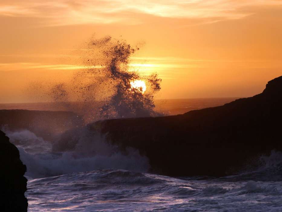 Sea,Landschaft,Waves,Sunset
