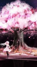 Anime,Mädchen,Bäume für Sony Xperia Sola