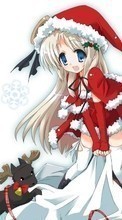 Lade kostenlos 1024x768 Hintergrundbilder Feiertage,Anime,Mädchen,Neujahr,Weihnachten für Handy oder Tablet herunter.