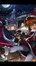 Lade kostenlos Hintergrundbilder Anime,Mädchen,Neujahr,Weihnachten für Handy oder Tablet herunter.