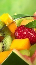 Lade kostenlos Hintergrundbilder Obst,Lebensmittel,Erdbeere,Dessert,Trauben,Kiwi,Wassermelonen für Handy oder Tablet herunter.