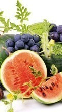 Lade kostenlos Hintergrundbilder Obst,Lebensmittel,Trauben,Wassermelonen für Handy oder Tablet herunter.