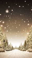 Lade kostenlos Hintergrundbilder Landschaft,Winterreifen,Bäume,Kunst,Roads,Schnee,Tannenbaum für Handy oder Tablet herunter.