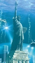 Lade kostenlos 360x640 Hintergrundbilder Wasser,Fantasie,Kunst,Statue of Liberty für Handy oder Tablet herunter.
