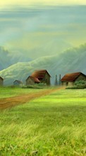 Lade kostenlos Hintergrundbilder Landschaft,Häuser,Bäume,Grass,Mountains,Bilder für Handy oder Tablet herunter.