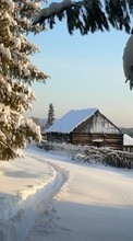 Lade kostenlos Hintergrundbilder Landschaft,Winterreifen,Häuser,Bäume,Schnee für Handy oder Tablet herunter.