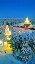 Landschaft,Winterreifen,Häuser,Bäume,Schnee für Samsung Galaxy S20