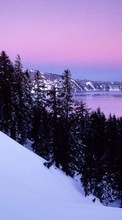 Lade kostenlos Hintergrundbilder Landschaft,Winterreifen,Bäume,Mountains,Sea,Schnee für Handy oder Tablet herunter.