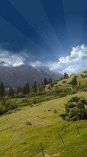 Lade kostenlos Hintergrundbilder Landschaft,Bäume,Grass,Sky,Mountains,Clouds für Handy oder Tablet herunter.
