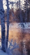 Lade kostenlos Hintergrundbilder Landschaft,Flüsse,Bäume,Schnee für Handy oder Tablet herunter.
