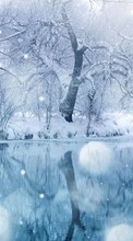Lade kostenlos Hintergrundbilder Flüsse,Bäume,Schnee,Landschaft für Handy oder Tablet herunter.
