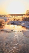 Landschaft,Winterreifen,Flüsse,Bäume,Sunset,Schnee für Samsung Galaxy Y