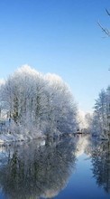 Lade kostenlos Hintergrundbilder Landschaft,Winterreifen,Flüsse,Bäume für Handy oder Tablet herunter.