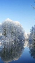 Lade kostenlos Hintergrundbilder Landschaft,Winterreifen,Flüsse,Bäume für Handy oder Tablet herunter.