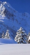Lade kostenlos Hintergrundbilder Landschaft,Winterreifen,Häuser,Mountains,Schnee,Tannenbaum für Handy oder Tablet herunter.