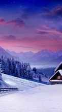 Lade kostenlos Hintergrundbilder Landschaft,Winterreifen,Häuser,Mountains,Schnee für Handy oder Tablet herunter.