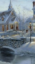 Lade kostenlos Hintergrundbilder Landschaft,Winterreifen,Häuser,Neujahr,Schnee,Weihnachten für Handy oder Tablet herunter.
