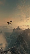 Lade kostenlos Hintergrundbilder Fantasie,Sunset,Mountains,Dragons für Handy oder Tablet herunter.